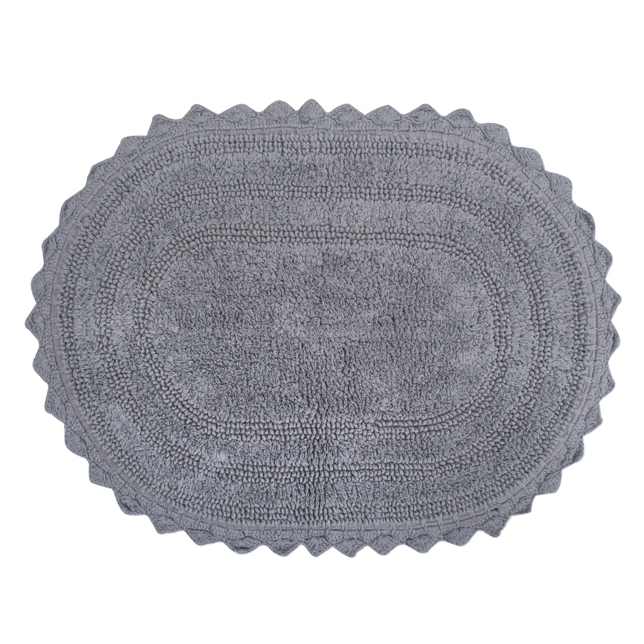 Contemporary Home Living 17" x 24" Gray Small Oval Home and Bathroom Essentials Crochet Bath Mat